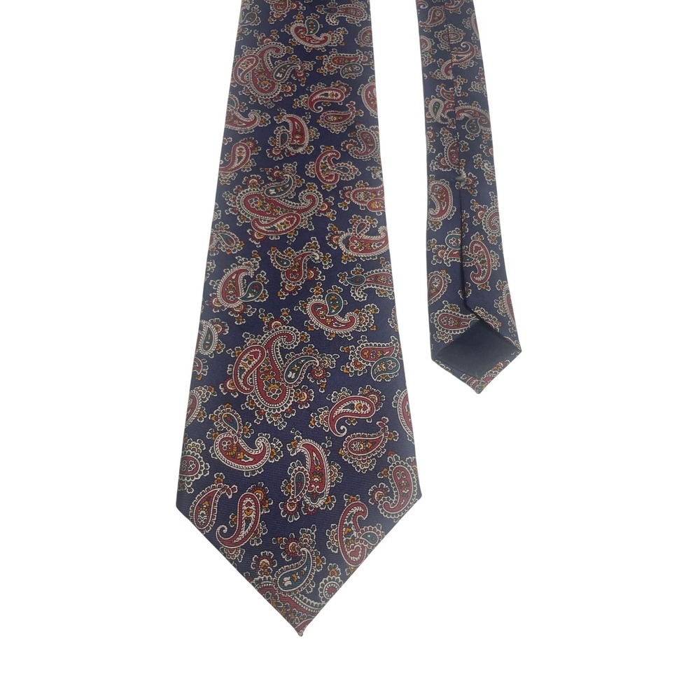 Hathaway Vintage Paisley Navy Silk Tie Men's OS